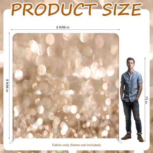 Oudain 8x8ft Photo Booth Backdrop Glitter Rustic & Champagne Tension Fabric - Image 2