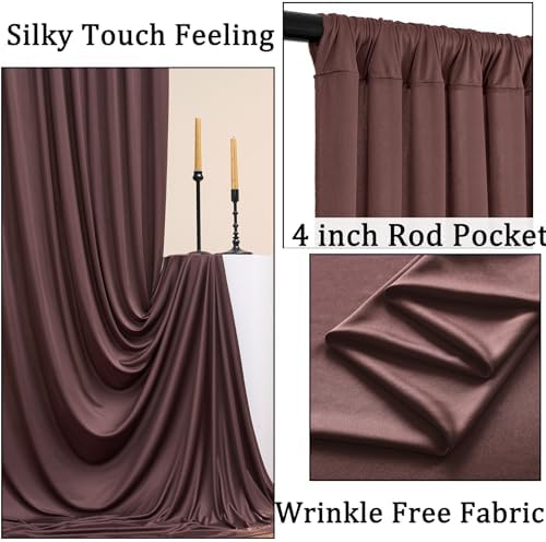 30ft x 10ft Wrinkle Free Brown Backdrop Curtain for Parties, Thick Polyester Photo Backdrop Drapes 6 Panels for Weddings Birthday Party Background Photoshoot Home Decor - Image 2