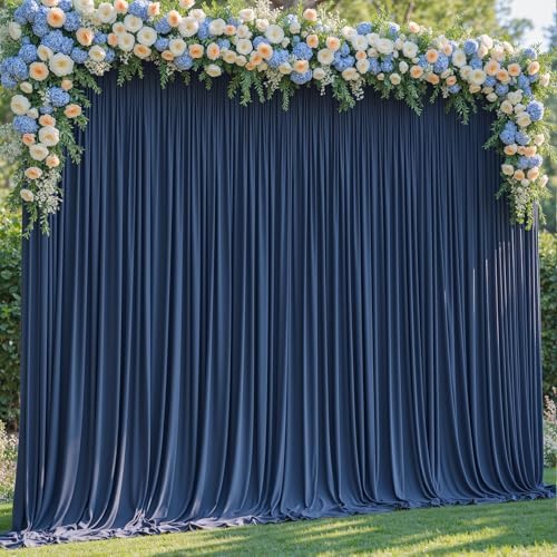 20x10ft Navy Blue Backdrop Curtain Panels for Parties - Wrinkle Free Polyester Photo Curtain Backdrop Wedding Back Drop Fabric Drapes for Party Decorations Background for Photography - Image 6