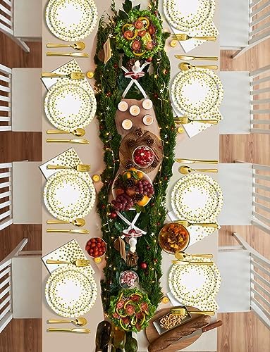 Nkaiso 141Pcs White Gold Paper Plates and Napkins Party Supplies for20 - Image 5