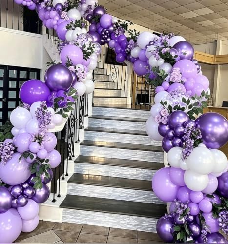 Purple Balloons 50pcs 12 Inch Light Pastel Dark Metallic Purple Balloons - Image 5