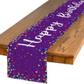 Artoid Mode Polka Dot Purple Happy Birthday Table Runner, Seasonal Kitchen Dining Table Decoration for Home Party Decor 13x72 Inch by ArtoidMode