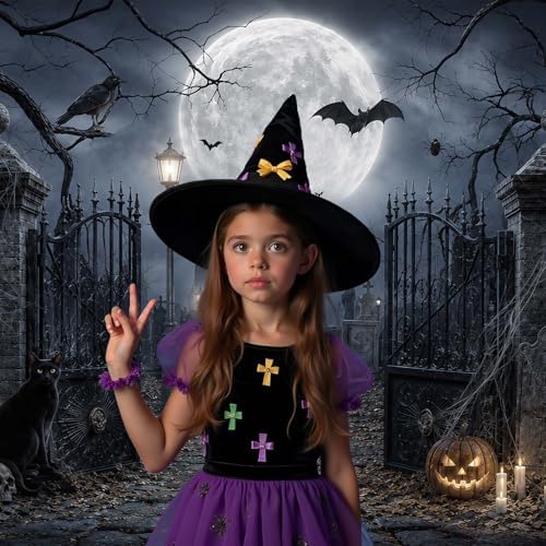 6 x 4 ft Halloween Backdrop Spooky Graveyard Cemetery Full Moon Pumpkin Black Cat Skull Photography Background, Horror Fall Party Decor Photo Booth Props, Kids Birthday Studio Wall Decor Banner - Image 4