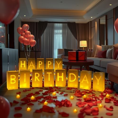 Homemory Happy Birthday Light Up Letters, Luminary Bags with 24 Tea Lights - Image 5