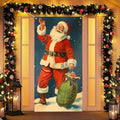 BlissYard Christmas Door Cover Santa Vintage 35x71 Inch Polyester by BlissYard