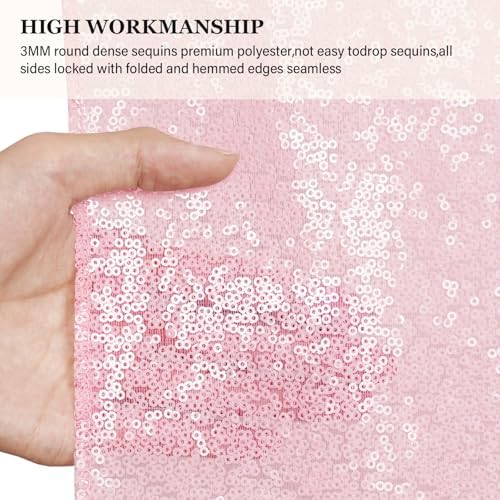 PartyDelight Pink Sequin Backdrop Curtains 2x8ft 2 Panels - Image 4