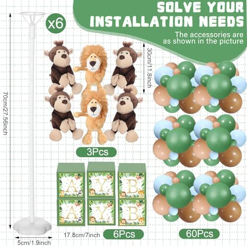 Lenwen 6 Sets Baby Letter Boxes Baby Shower Decor, Jungle Animal, Colorful - Image 2