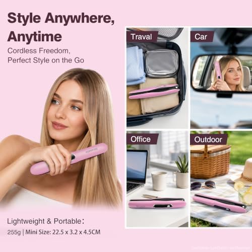 Mini Cordless Hair Straighteners and Curler,Travel Essential - Image 6