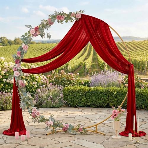 Pack of 1 Wedding Arch Drape Panel Fabric 30" x 50ft - Apple Red - Image 3