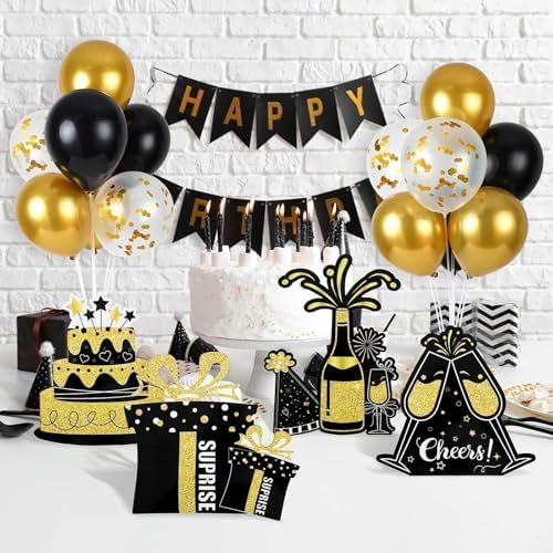 6 Sets Birthday Balloon Stand Kit for Table Happy Birthday Black Gold Balloon Centerpiece Decor Black and Gold Balloon Stand Kit for 40th 50th 60th 70th Birthday Party Decoration - Image 5