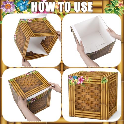 Fullhawl 6 Pcs 3D Tree Stump Boxes, Hawaii Fake Wood Centerpieces - Image 3