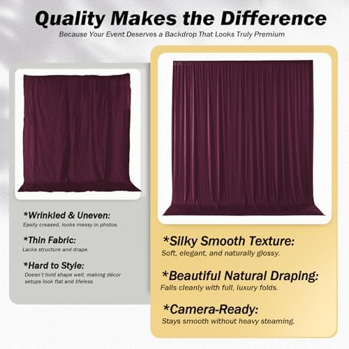 10x12 ft Burgundy Backdrop Curtains for Weddings, Birthdays and Photos - Image 3