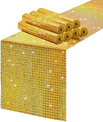 Glitter Disco Party Laser Gold Table Runner 8 Packs 13 x72 Inch Sequin by MokoHouse