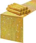 Glitter Disco Party Laser Gold Table Runner 8 Packs 13 x72 Inch Sequin by MokoHouse