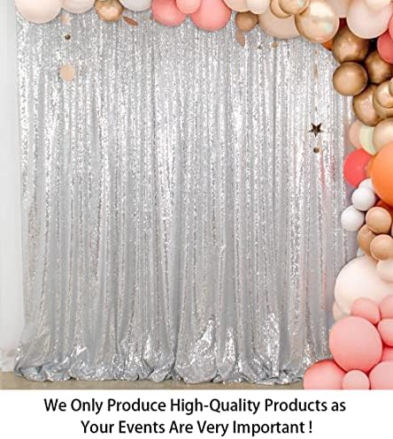 ShinyBeauty 8FTx10FT Silver Sequin Backdrop | Sparkle Drapes for Photoshoots, Weddings, and Parties | Elegant Glitter Background for Photography Backdrops - Image 2