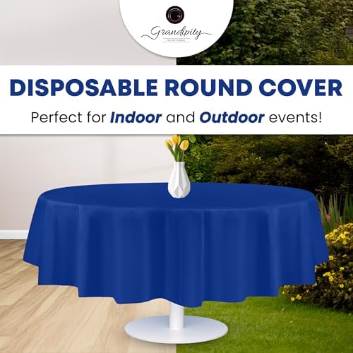 Grandipity Plastic Table Cloth Disposable 12 Pack 84" Round Blue - Image 5