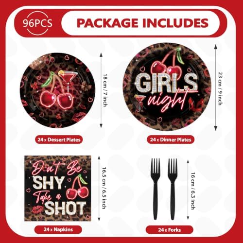 96Pcs Red Cheetah Print Party Decorations for Girls Night Serves 24 - Image 3