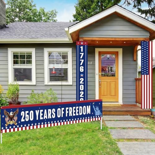Peryiter 3 Pcs 250th Anniversary Patriotic Banner Garden Flag Porch Sign - Image 5