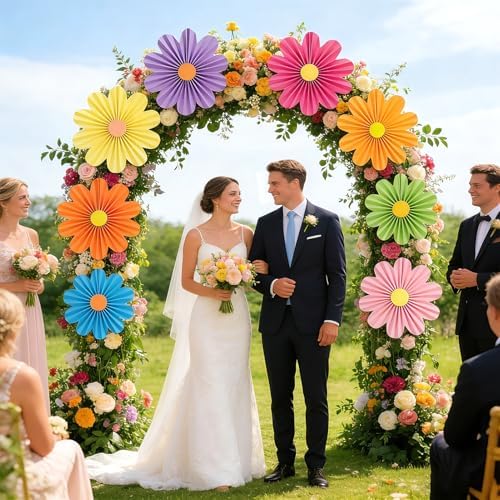 Rainbow Paper Fans Paper Lanterns Party Paper Flowers for Wall 8-14inch - Image 5