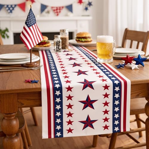 4th of July Decorations - Patriotic Table Runner for 250th Anniversary America Merchandise | Memorial Day Decorations - Fourth of July Decor Accessories for Indoor Outdoor Home Party Supplies - Image 5