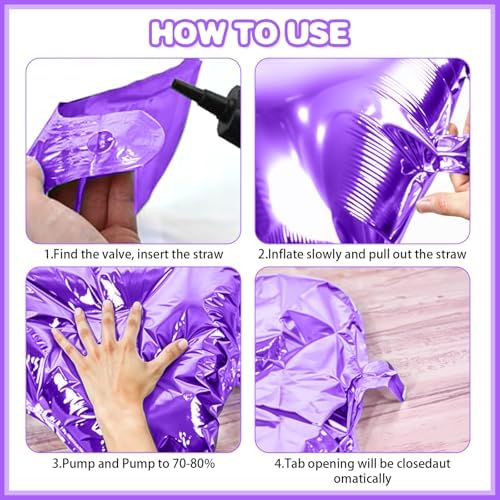 25PCS Purple Gold Silver Square Foil Balloons Wall Backdrop - Image 6