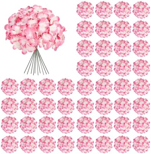 Auihiay 64Pcs Hydrangea Artificial Flowers Bulk, Faux Hydrangeas Heads by Auihiay