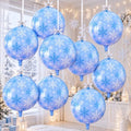 Snowflake Round Foil Balloons, 9 PCS 22Inch Winter Wonderland 4D Balloons by Togvu