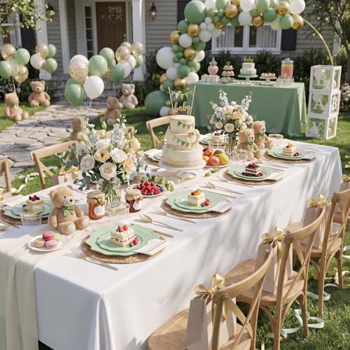 WDF 175Pcs Sage Green Plastic Plates With Gold Rim - Disposable Sage Green Plates 25guest Disposable Dinnerware Ideal for Party/Wedding/Holidays - Image 7