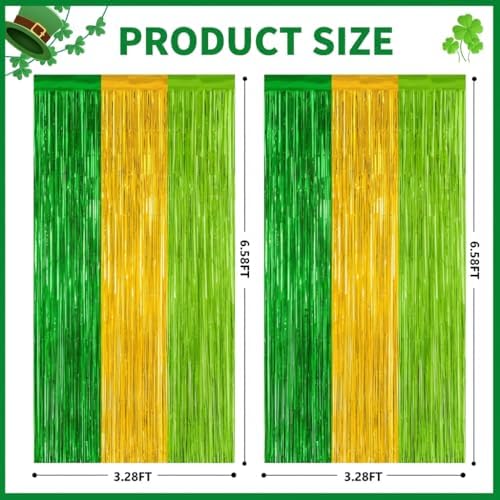 2Pack Green Gold St Patricks Foil Curtain Xmas Decorations Party Streamers - Image 2