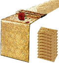 10 Packs 12 x 72 inches Black Gold Sequin Table Runner by VHH