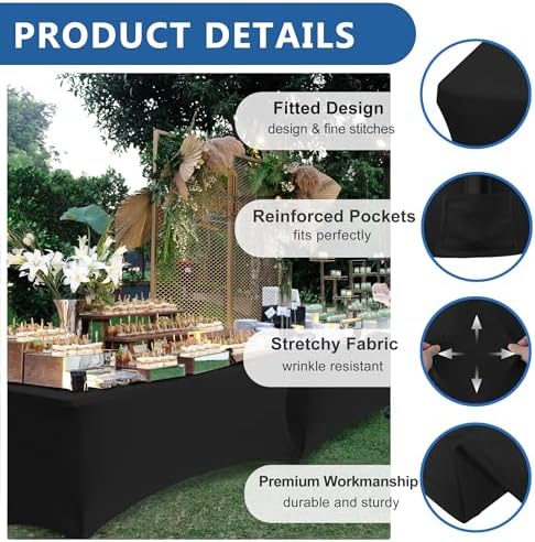 Spandex Table Cloths for 6 foot Rectangle Tables-Fitted Stretch Table Cover - Image 2