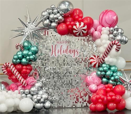 Shimmer Wall Backdrop Silver Wall Panels 12Pcs Square Sequin Shimmer Wall Backdrop Decoration for Birthday Party,Wedding, Anniversary - Image 2