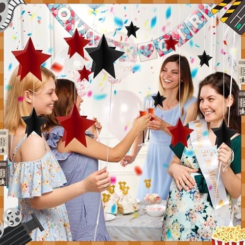 70 Pcs Red and Black Star Centerpieces for Men Women Black and Red Party Birthday Decorations 3D 2025 Graduation Decoration 3 Sizes 8" 5" 3" Film Show Theme Supplies Table Decor - Image 7