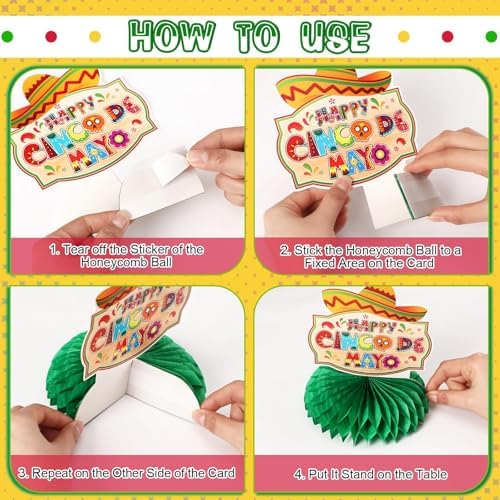 JULMELON 8 Pcs Cinco De Mayo Honeycomb Centerpieces Fiesta Table Decor - Image 4