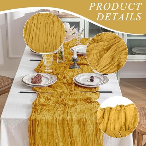 6 Pack Cheesecloth Table Runner 10Ft Christmas Gauze Boho Table Runners for Wedding Decor Bridal Shower Decorations Baby Shower Party(35" x 120") - Image 3