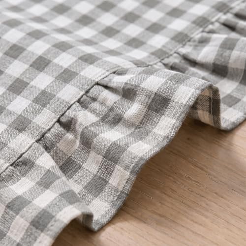Artoid Mode Grey Farmhouse Plaid Gingham Ruffle Table Runner, Seasonal Scalloped Retro Kitchen Dining Table Decoration for Home Party Decor 13x72 Inch - Image 5