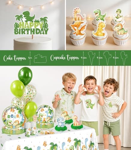 213Pcs Dinosaur Birthday Party Decorations Tableware Set, 25 Serves - Image 5