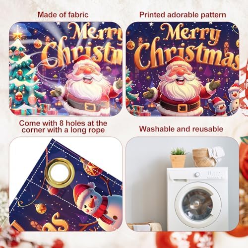 6 x 13 ft Christmas Garage Door Decorations Merry Christmas decorations Xmas Garage Door Cover, Happy New Year Hanging Banner for Home,Outdoor,Indoor,Party (Merry Christmas-Purple, 6 x 13 ft) - Image 3