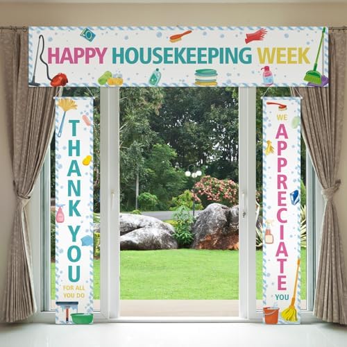 Smoothnovelty 3 Pcs Multicolor Housekeeping Week Banner - Image 6