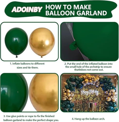 Green and Gold Balloon Arch Kit, Dark Emerald Green Hunter Forest Sage Green Metallic Gold Balloon Garland kit, 18 12 10 5 Inch Balloons for Birthday Wedding Jungle Safari Party Decorations - Image 3
