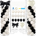 2 Sets Black Bow Balloon Column Stand Adjustable White Heart Balloon Decor by Naozinebi
