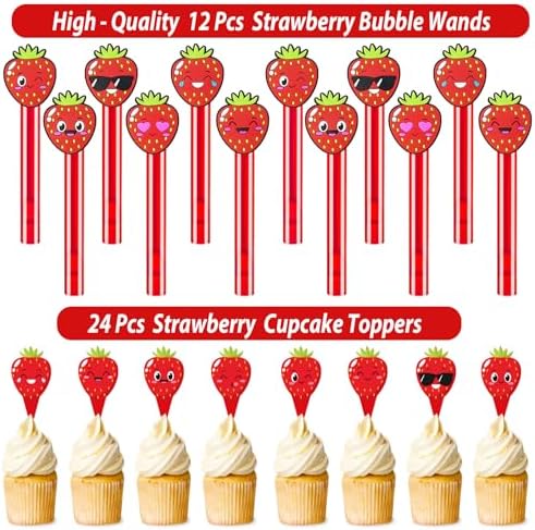 PLOUGVI 208PCS Strawberry Party Favors, Berry First Birthday Decor, Theme Decorations for Party Goodie Bag Stuffer Pinata Filler Gifts - Image 6