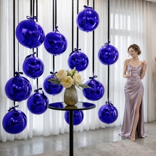 Togvu Purple Round Foil Balloons, 12PCS Different Sizes 4D Metallic Balloon - Image 6