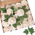 AmyHomie Champagne Rose 25pcs Real Looking Artificial Flowers w/Stem by AmyHomie