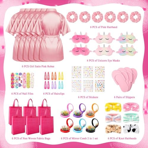 60 PCS Spa Party Favors for Girls, Sleepover Party Supplies, Pink - Image 5