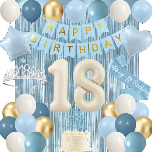 Trgowaul Light Blue 18th Birthday Decorations for Girls by Trgowaul