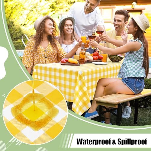 misaya 12 Packs Yellow White Buffalo Gingham Plastic Disposable Table Cloth - Image 3