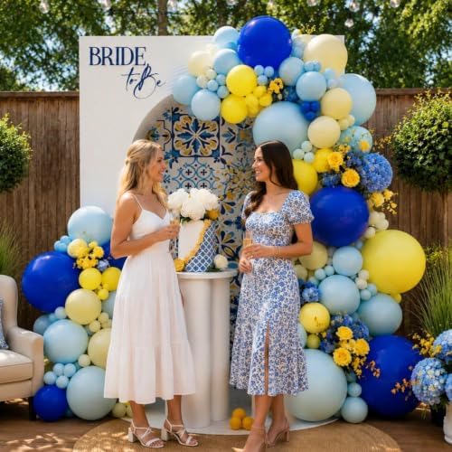 Blue and Yellow Balloon Arch Garland Kit Double Stuffed - Image 6