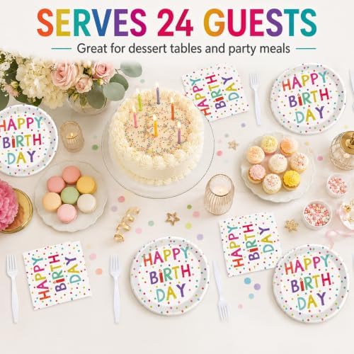 72 Pcs Birthday Plates Napkins and Forks Set, 7 Inch, Serves 24 Guests - Image 5