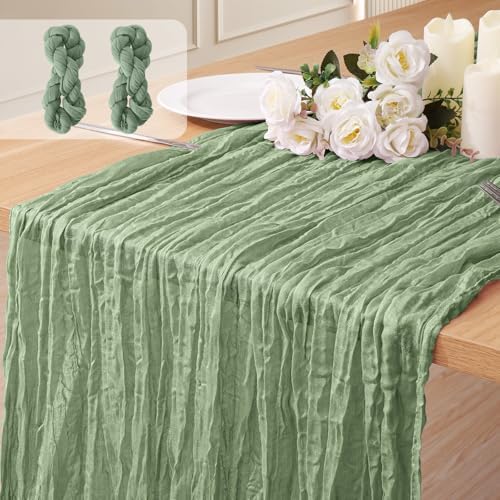 2 Pack Cheesecloth Table Runner 10Ft Gauze Boho Table Runners for Wedding Decor Bridal Shower Decorations Baby Shower Party(35" x 120") by Home